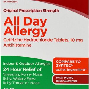 Leader 24 Hour Allergy Relief, Loratadine 10mg Tablets, Non-Drowsy, Antihistamine, Indoor and Outdoor, Counteract Allergy (Zyrtec, 90)