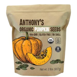 Anthony's Organic Pumpkin Seeds, 2 lb, Gluten Free, Non GMO, No Shell, Unsalted, Raw