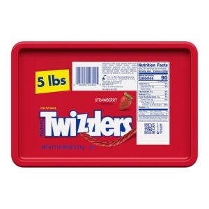 TWIZZLERS Twists Strawberry Flavored Licorice Style, Chewy Candy Tub, 5 lb