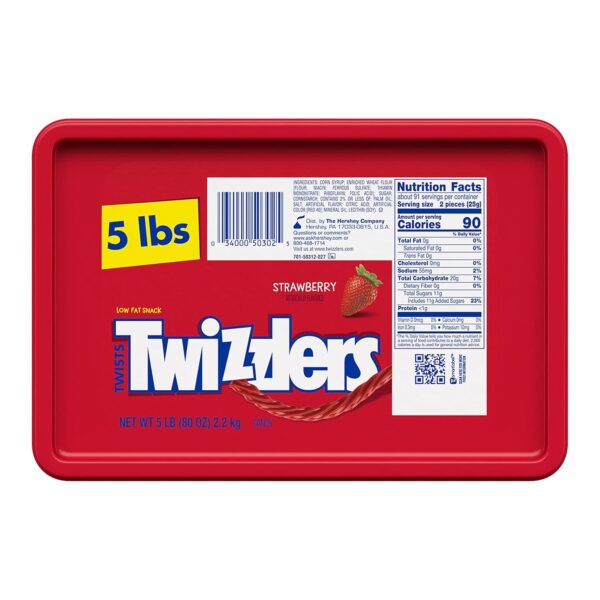 TWIZZLERS Twists Strawberry Flavored Licorice Style, Chewy Candy Tub, 5 lb